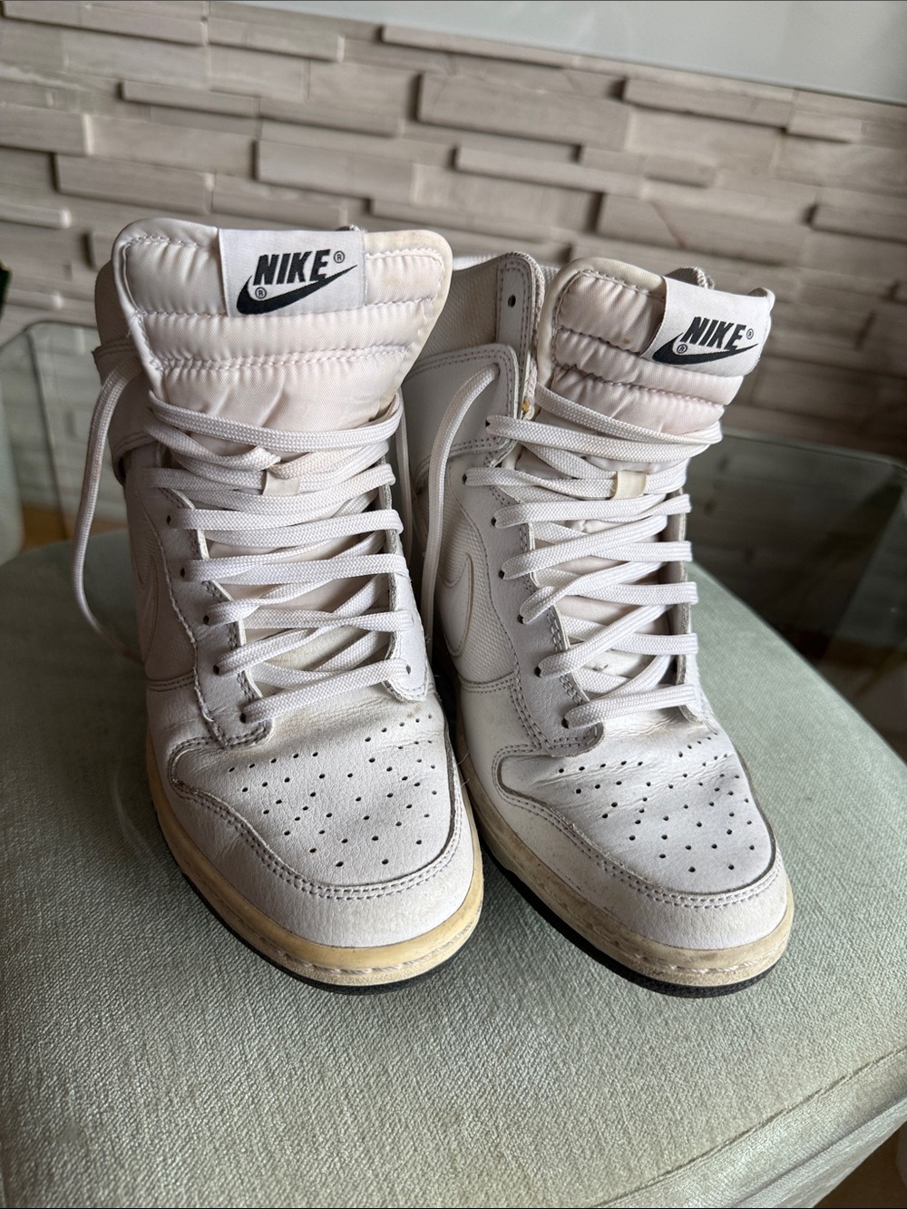 Nike Women's High-Top Sneakers in Cream/White